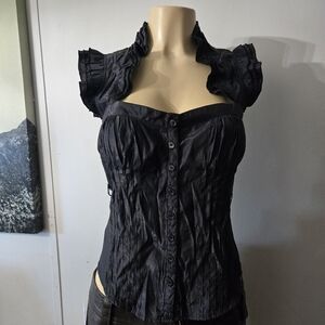 Vintage Wet Seal Black Ruffled Sleeveless Blouse